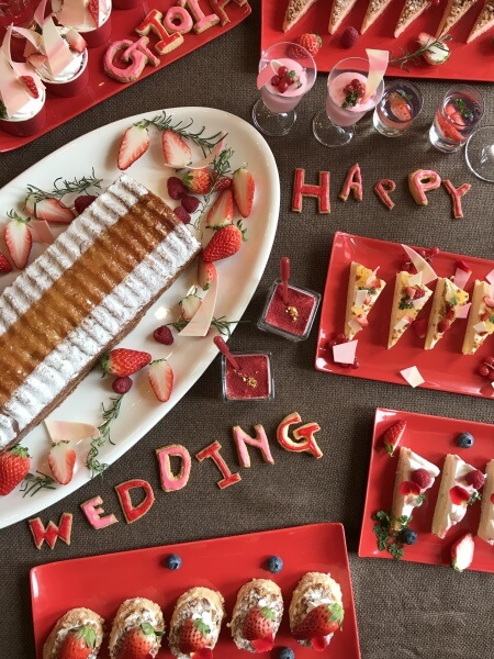 新潟市　結婚式場　ピアザララルーチェ　デザート　デザートビュッフェ　演出　広場　ガーデン　スイーツ