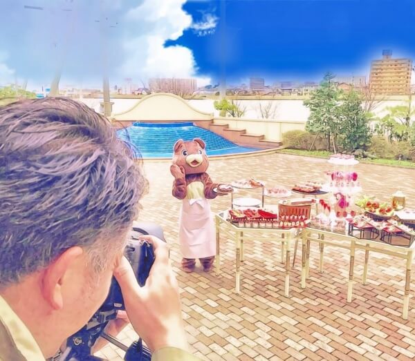 新潟市　結婚式場　ピアザララルーチェ　デザート　デザートビュッフェ　演出　広場　ガーデン　スイーツ