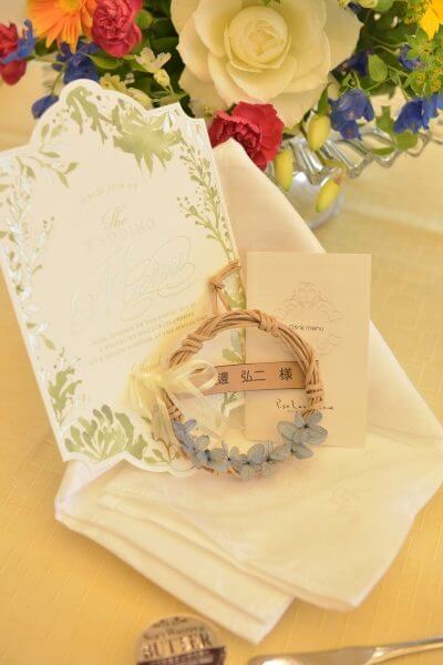 席札　リース　あじさい